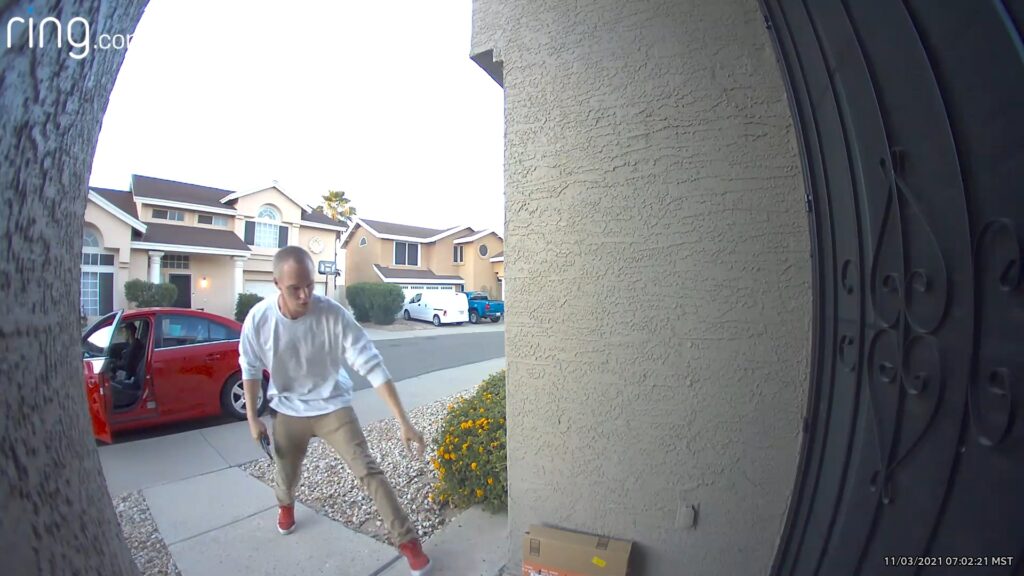 Porch Pirate Captain Rattlebones Steals Package from North Phoenix Home